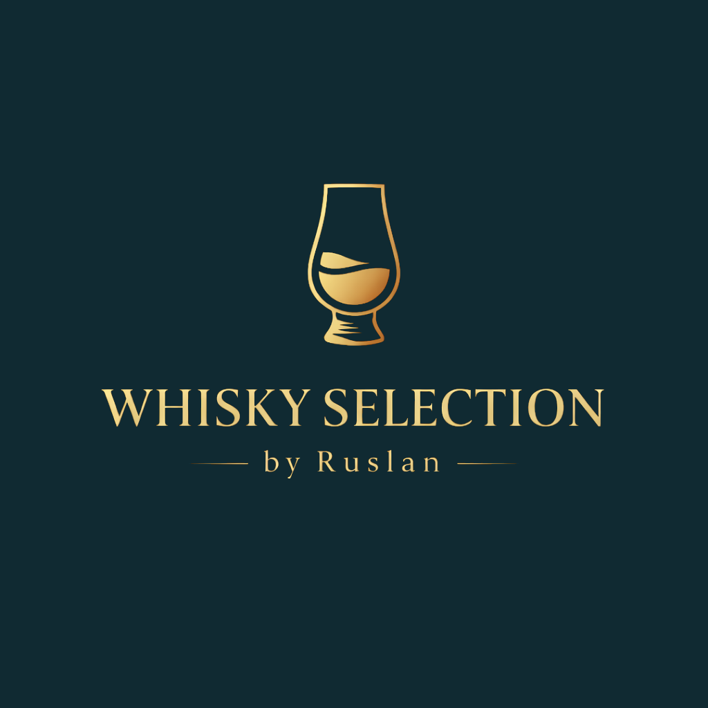 Whisky Selection by Ruslan – goldenes Whiskyglas und Wortmarke
